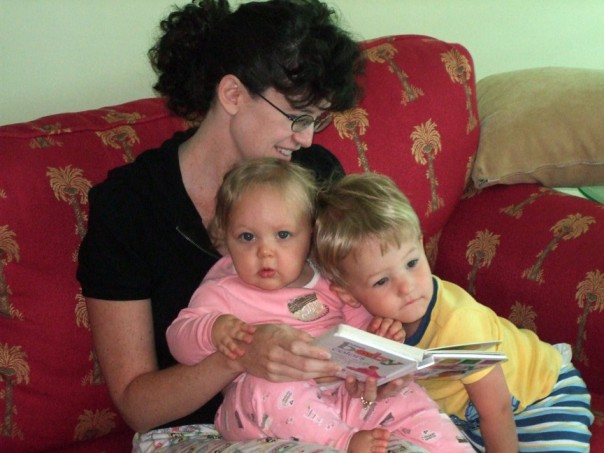 Aunt Donette and Jadon reading to EK