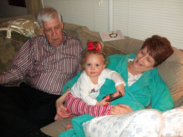 Showing Nana and Papa how to use their phone