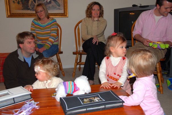 Emma Kate, Brittain, and Gracie, the birthday girl, playing