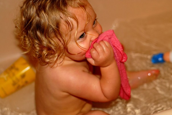Bath time at Grandma's!