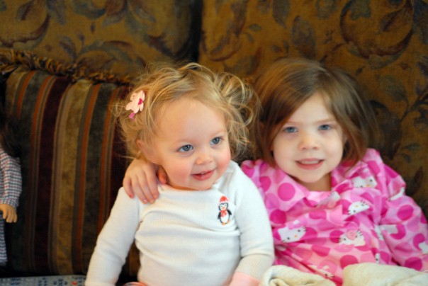 Watching TV with cousin Megan