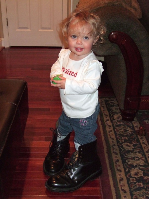 Daddy's big black boots